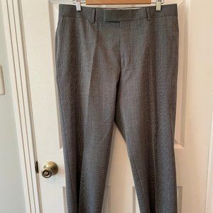 Hugo Boss Dark Grey Check/Weave Wool Dress Pants